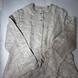 J. Jill Cream Textured Linen/Cotton BeautifulFabricw/MotherPearl Button XL